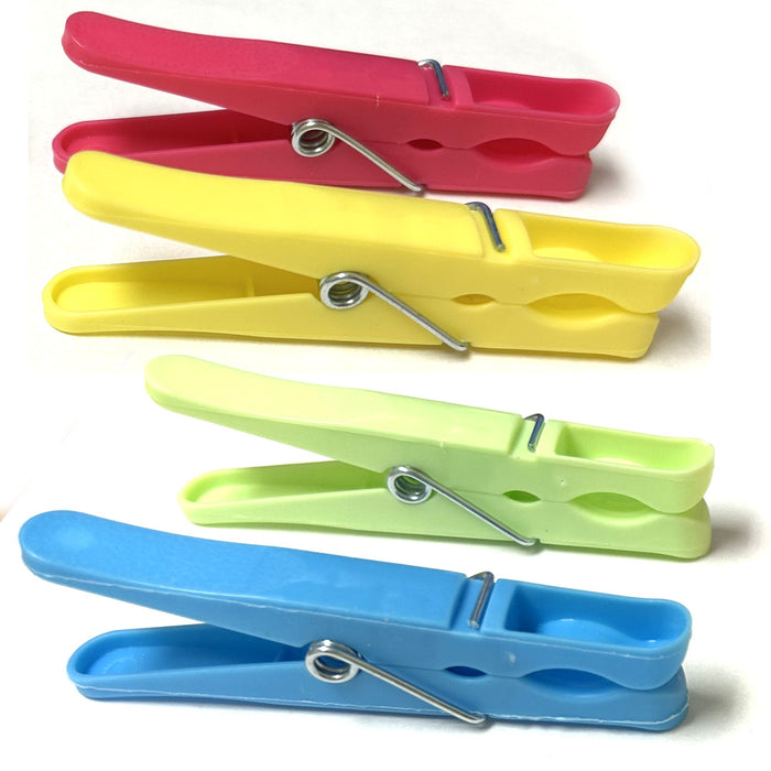 24 Clothes Pins Pegs Plastic Clothespins Laundry Spring Clips Bag Hangs Clothing