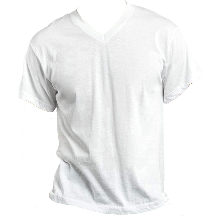 6 Mens White V-Neck T-Shirt 100% Cotton Undershirt Comfort Soft Tee Tagless Sz L
