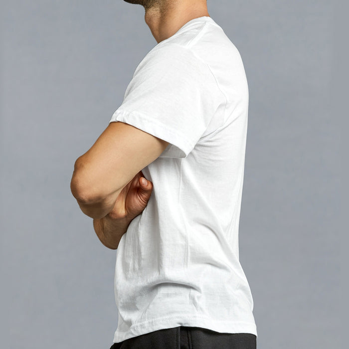 3 Mens White V-Neck T-Shirt 100% Cotton Undershirt Comfort Soft Tee Tagless Sz L