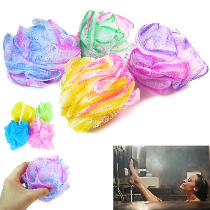 12 Bath Sponge Shower Nylon Mesh Scrubbers Body Massage Scrub Clean Mesh Scrub