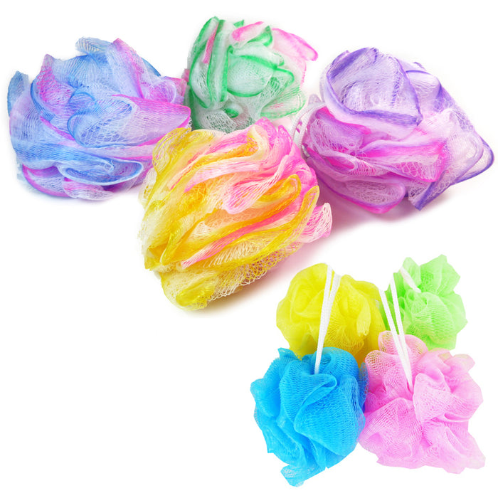 12 Bath Shower Puff Sponge Loofah Scrub Mesh Brush Ball Exfoliate Body Scrubber