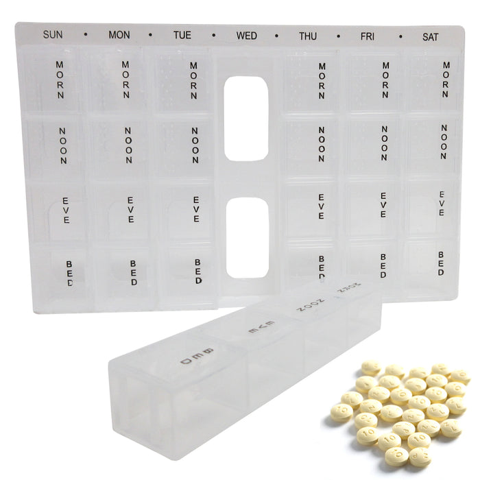 2 Pack Weekly Pop Up Pill Box Storage Organizer 7 Day Medication Compartment Set