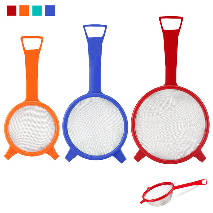 3 Pc All Purpose Strainer Set Handle Fine Mesh Colander Filter Drain Tool Food