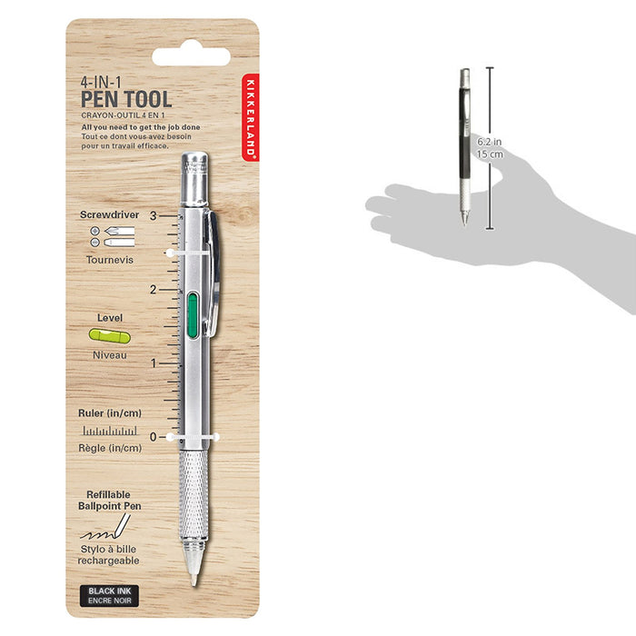 Kikkerland 4in1 Pen Multi Tool Philips Flat Ballpoint Screwdriver Ruler Inch Cm