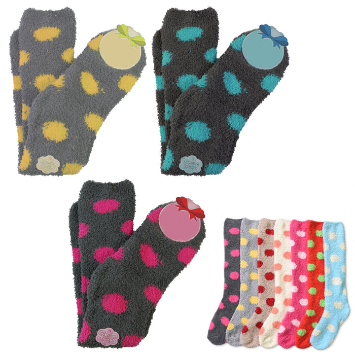 6 Pair Womens Fuzzy Slipper Socks Soft Microfiber Fluffy Cozy Winter Warm 9-11