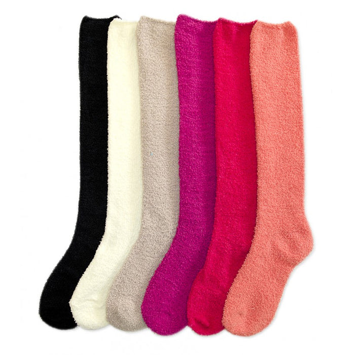 6 Pairs Women Girl Winter Socks Slipper Fuzzy Cozy Long Knee High Soft Warm 9-11