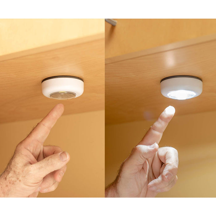 1 COB LED Night Light Tap Push Closet Cabinet Wall Wireless Battery Operated NEW
