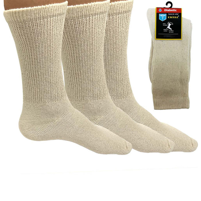 3 Pairs Diabetic Crew Circulatory Socks Health Loose Fit 9-11