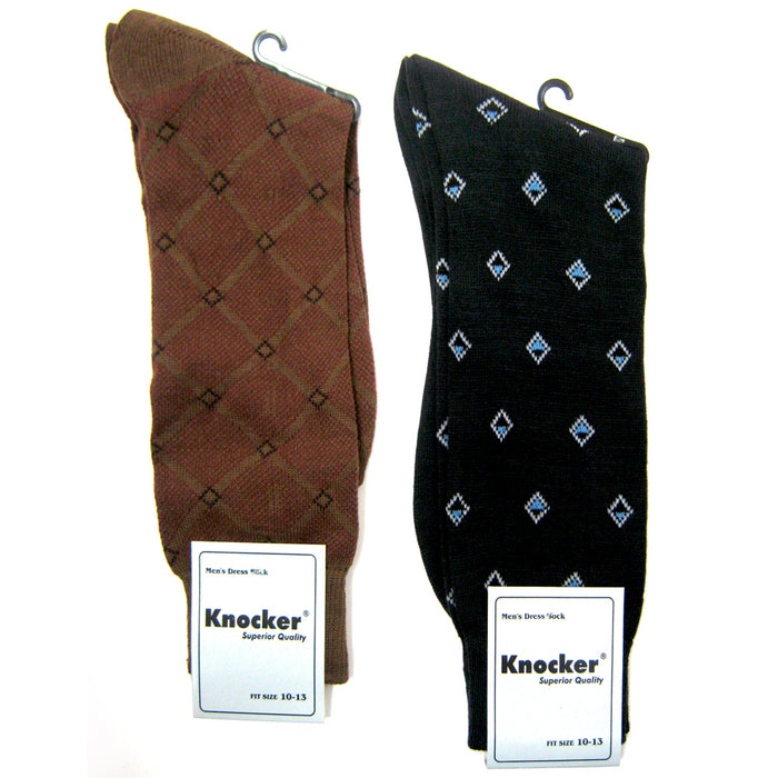 Men's Patterned Dress Socks 6 Pairs Business Dress Socks 100% Polyester Quarter