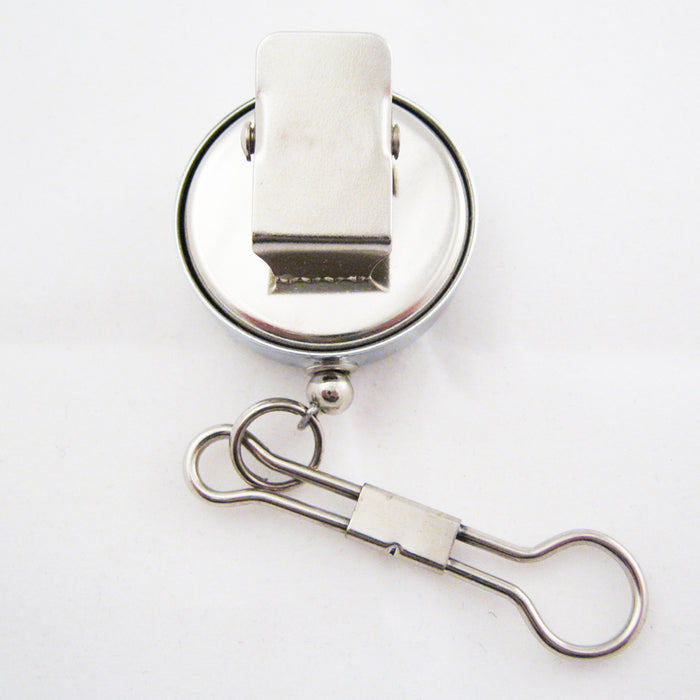 3 Lot Heavy Duty Metal Retractable Badge Reel W/ Chain Pull ID Holder Belt Clip