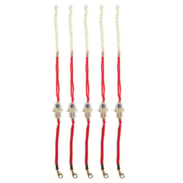 5PC Hamsa Hand Fatima Evil Eye Dainty Bracelets Lucky Kabbalah Red String Women