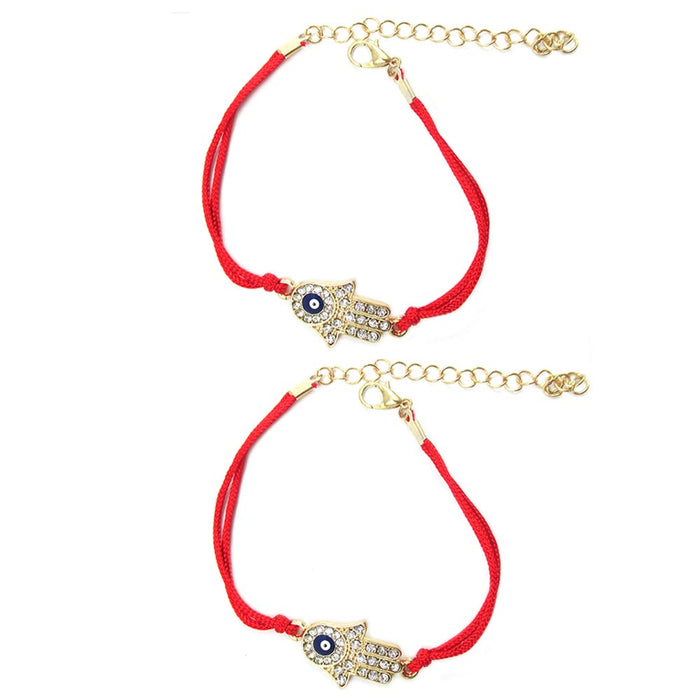 2PC Fatima Hamsa Hand Bracelet Evil Eye Protection Kabbalah Good Luck Red String