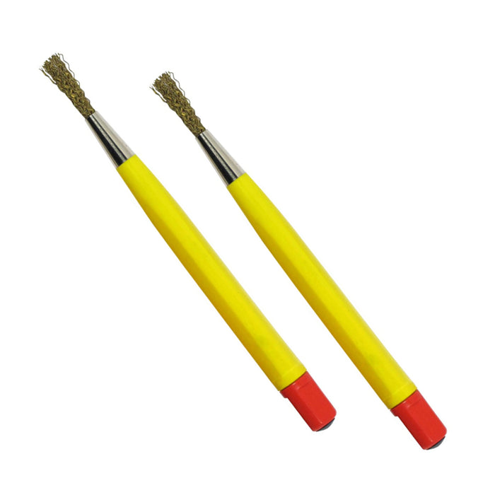 6X Scratch Brush Set Pen Type 5" Steel Brass Nylon Retractable Bristles Jewelers