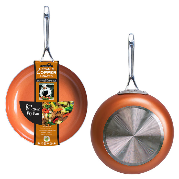 8" Ceramic Non Stick Frying Pan Copper Coated Healthy Frypan Round Eco Friendly
