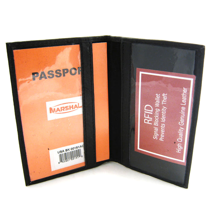 Black Genuine Leather Passport Cover RFID Passport Cover Holder Case Travel Wallet US Seal