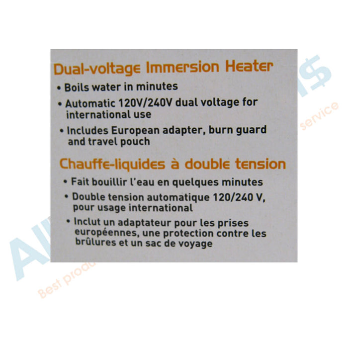 Portable Travel Immersion Water Heater 120/240V Dual Voltage Warming Boil Liquid