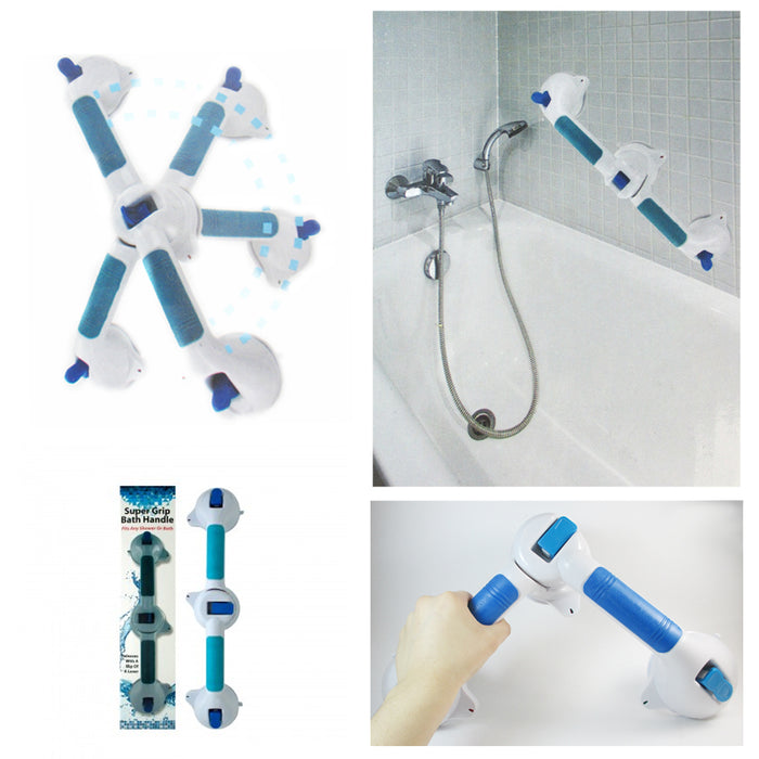 Bath Shower Grip Handle Bathroom Suction Grab Mount Safety Cups Rail Tub Support