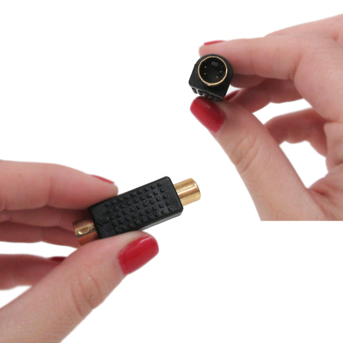 2 Male to RCA Jack Adapter S-Video Composite Video VHS SVHS Plug Connector 4 Pin