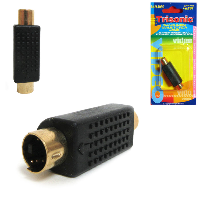 2 Male to RCA Jack Adapter S-Video Composite Video VHS SVHS Plug Connector 4 Pin