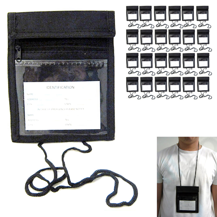 24 Travel Passport Holder Neck Stash Pouch Transparent Wallet ID Documents Black