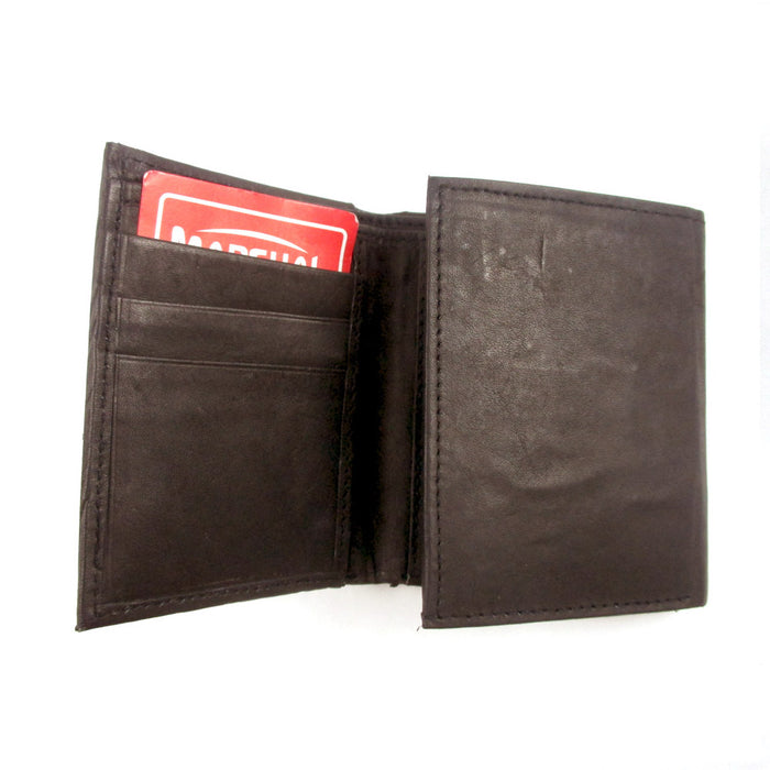 RFID Blocking Wallet Genuine Brown Leather Trifold Credit Card ID Slots Holder !