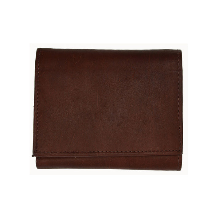 RFID Blocking Wallet Genuine Brown Leather Trifold Credit Card ID Slots Holder !