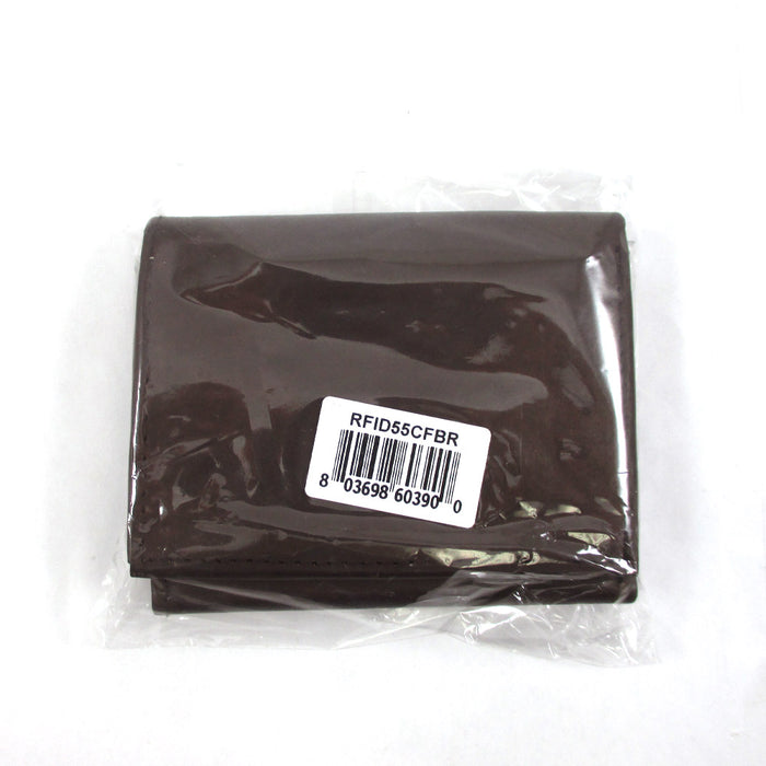 RFID Blocking Wallet Genuine Brown Leather Trifold Credit Card ID Slots Holder !