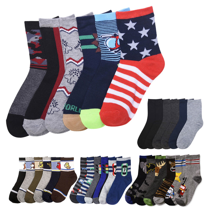 12 Pairs Assorted Boys Socks Size Ages 6-8 Years Kids Casual Sport Wholesale Lot