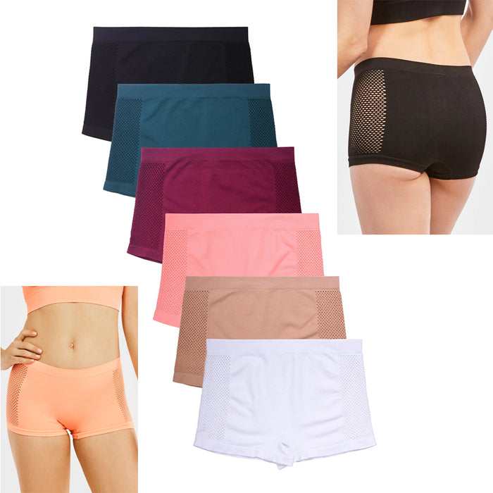 Womens Seamless Boyshort Panties 6 Pack Soft Stretch Underwear Boxer Brief XS–L