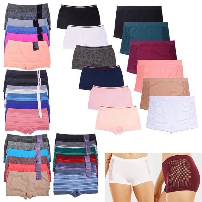 Womens Seamless Boyshort Panties 6 Pack Soft Stretch Underwear Boxer Brief XS–L