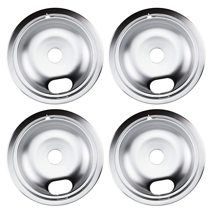 4Pc Heavy Duty Drip Pan Bowl 7.5" Chrome Electric Gas Stove Burner Range Cooktop