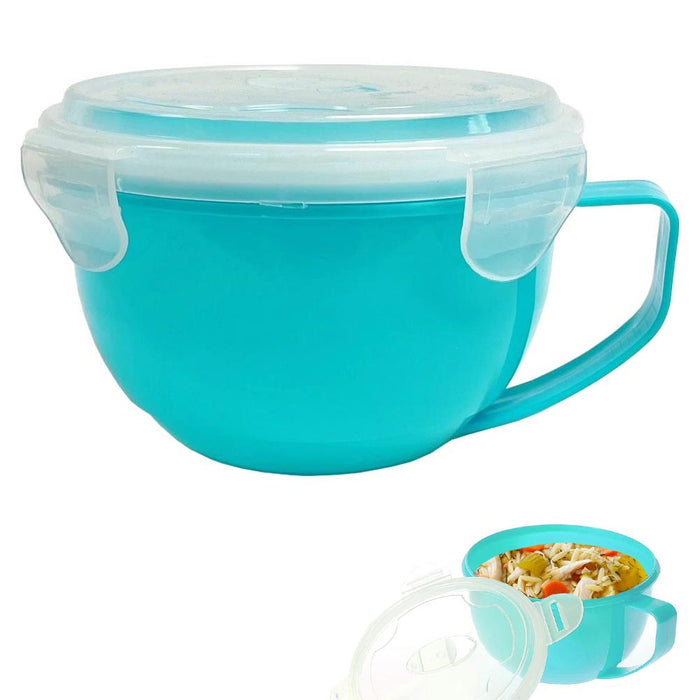 1 Microwave Soup Mug Vent Lid 30oz Plastic Bowl Containers Food Storage Freezer