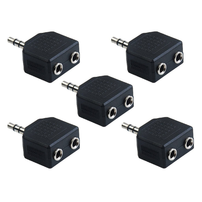 5X Headphone 2 Way Y Splitter Stereo Plug Adapter 3.5mm Mono Male 2x Female Jack