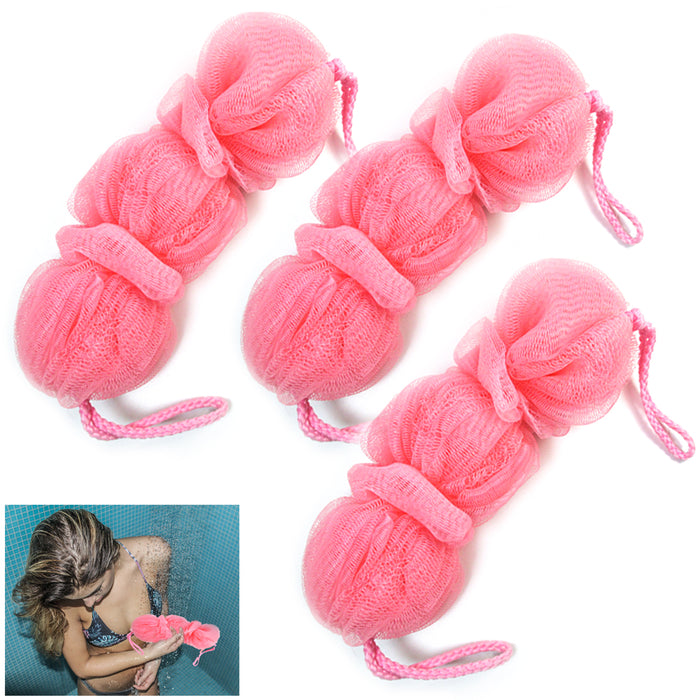 3X Bath Sponges Nylon Mesh Back Scrubbers Exfoliating Body Shower Wash Puffs Spa