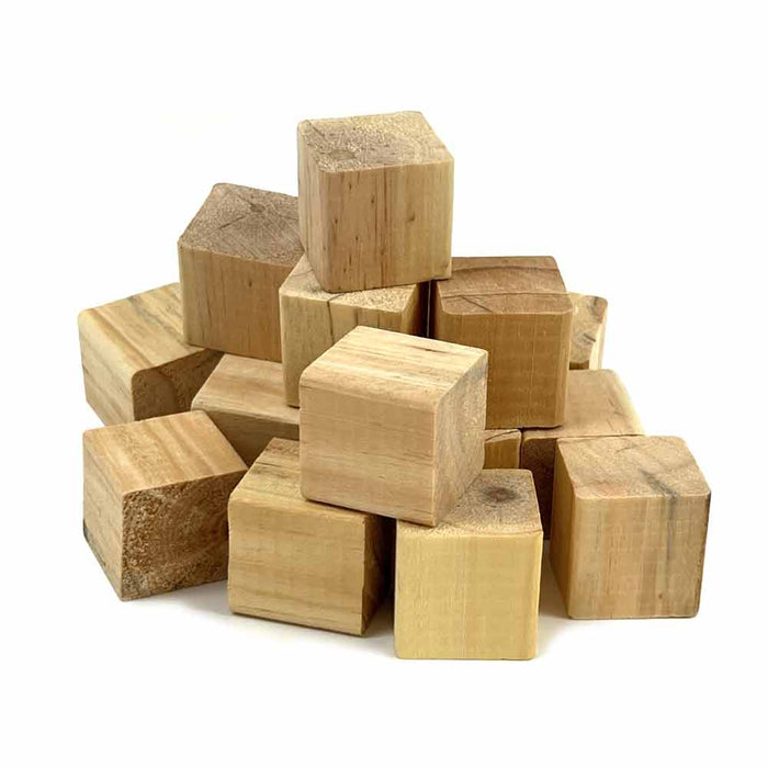 36 Craft Blocks Natural Wooden Cubes Assorted Color Hardwood Square Wood 0.58"