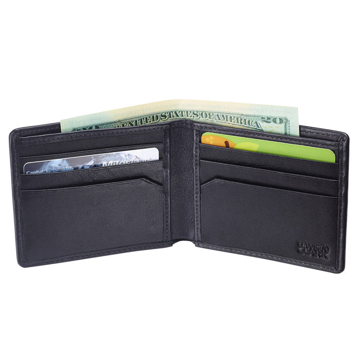 Lewis N Clark Wallet RFID Blocking Men Slim Leather ID Credit Card Holder Black