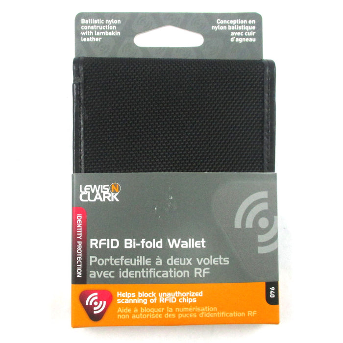 Lewis N Clark Wallet RFID Blocking Men Slim Leather ID Credit Card Holder Black