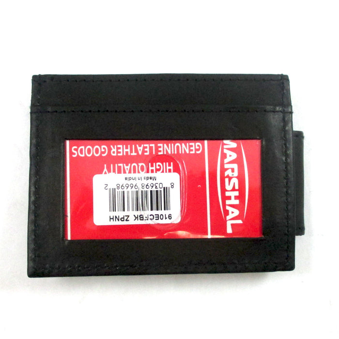 Men Leather Money Clip Wallet Slim Credit Card Case Front Pocket ID Window Black