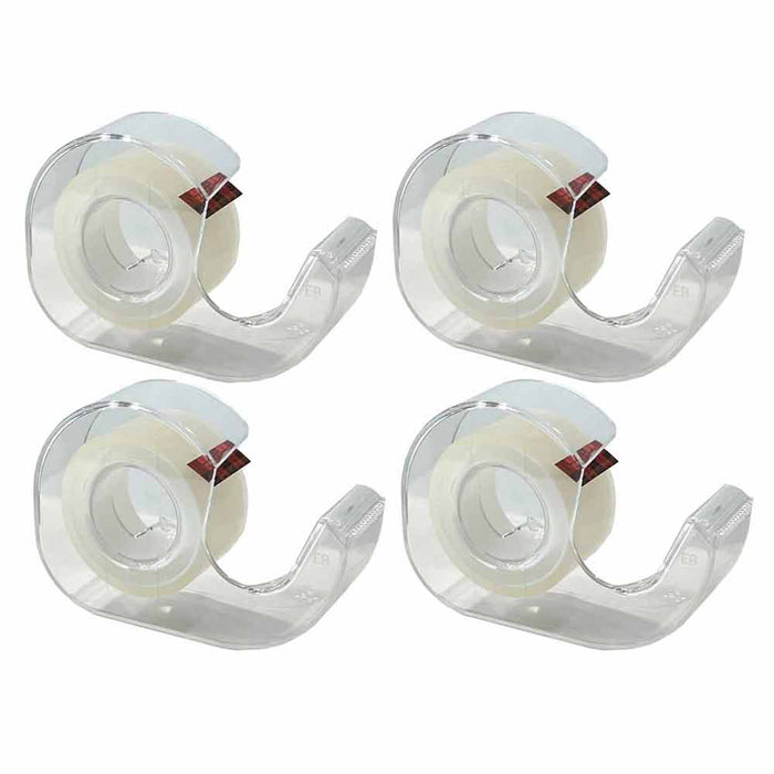 4 Rolls Scotch Transparent Tape Clear Cutter Dispenser Desktop Office 3/4 x 1000