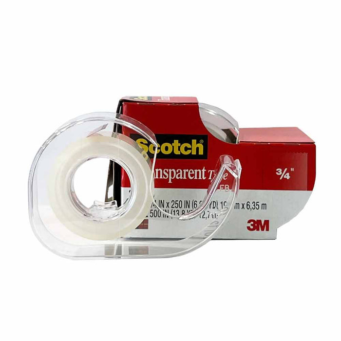 4 Rolls Scotch Transparent Tape Clear Cutter Dispenser Desktop Office 3/4 x 1000