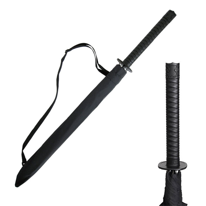 New Black Samurai Ninja Katana Umbrella Samurai Sword Handle Strap Fold Gift