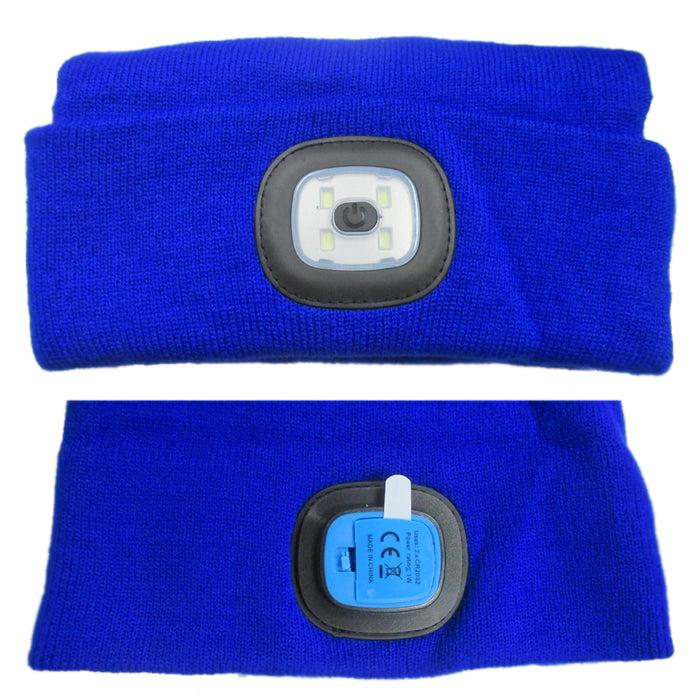 3 Pc Beanie Cap Flashlight Hat Light Hands Free 4 LED Warm Headlight Vision New
