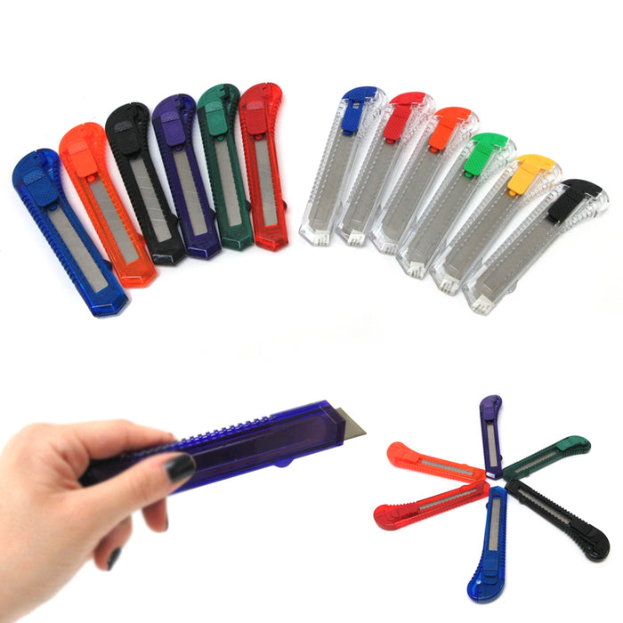 Lot Of 24 Retractable Utility Knife Box Cutter Snap Off Razor Sharp Blade Tool