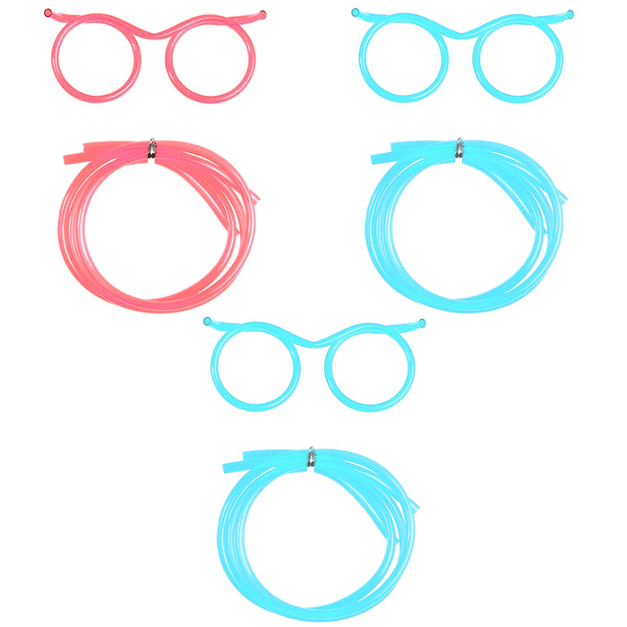 3X Silly Drinking Straw Glasses Kids Novelty Flexible Soft Party Fun Crazy Loops
