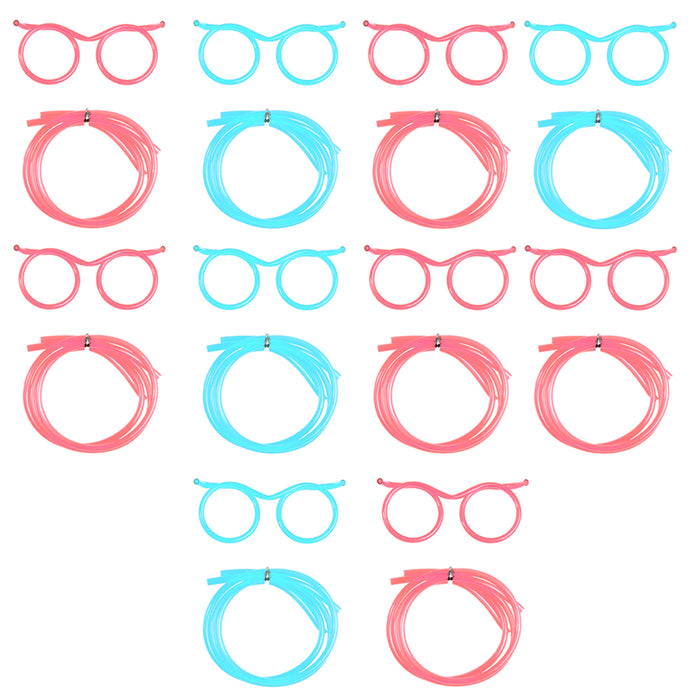 10X Silly Drinking Straw Glasses Kids Novelty Flexible Party Fun Crazy Loop Soft