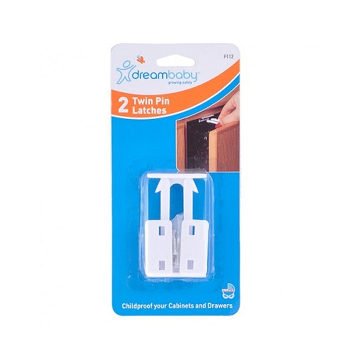 2 Cabinet Locks Child Safety Latch Baby Proof Lock Drawer White Twin Pin Latch