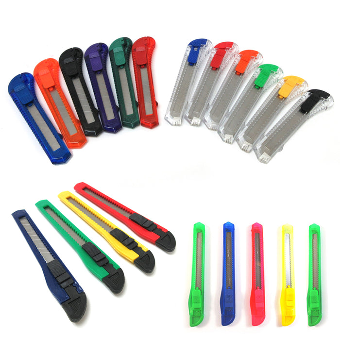 Lot Of 24 Retractable Utility Knife Box Cutter Snap Off Razor Sharp Blade Tool