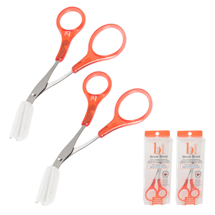 2 X Eyebrow Groomer Pro Trimmer Comb Scissors Cosmetic Stainless Steel Blades