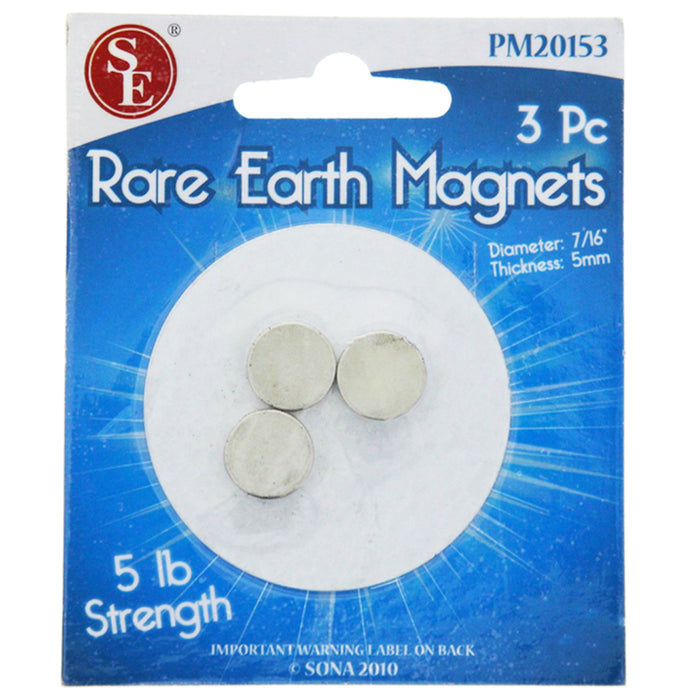 3 Pc Strong 5lb Strength Disc Magnet 7/16" Round Neodymium 5mm Rare Earth Magnet