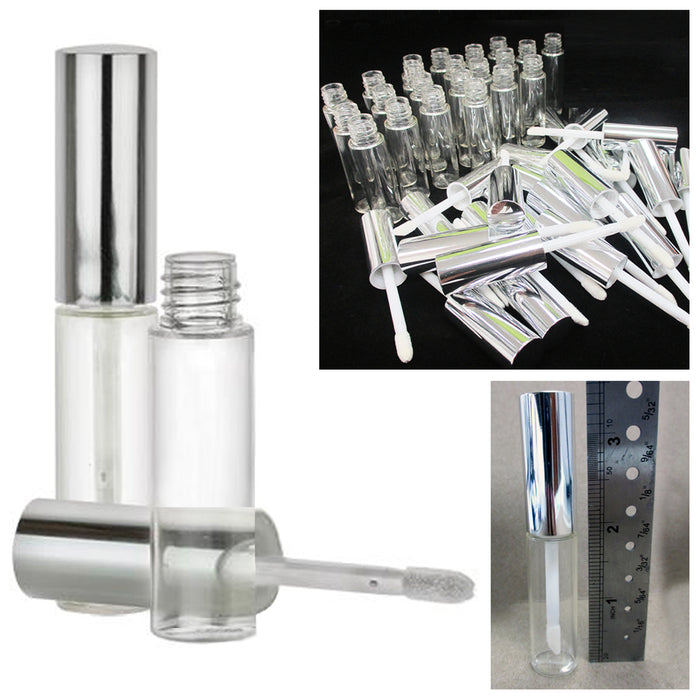 100 Plastic PET Clear Lip Gloss Bottles 8ML Tube Container Stopper Not Included